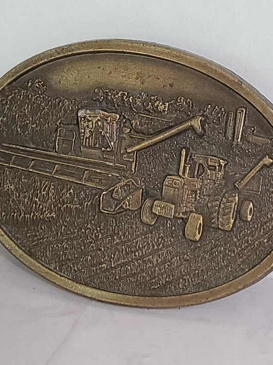 Bergamot Brass Works Other - Brass Belt Buckle Bergamot Vintage 1977 Farming Combine Made USA